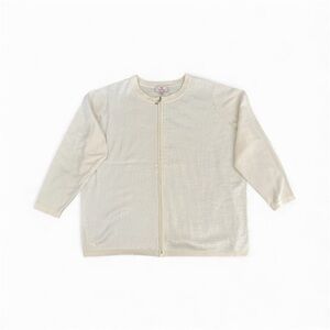 Quacker Factory Cream Knit Sequined Front Cardigan